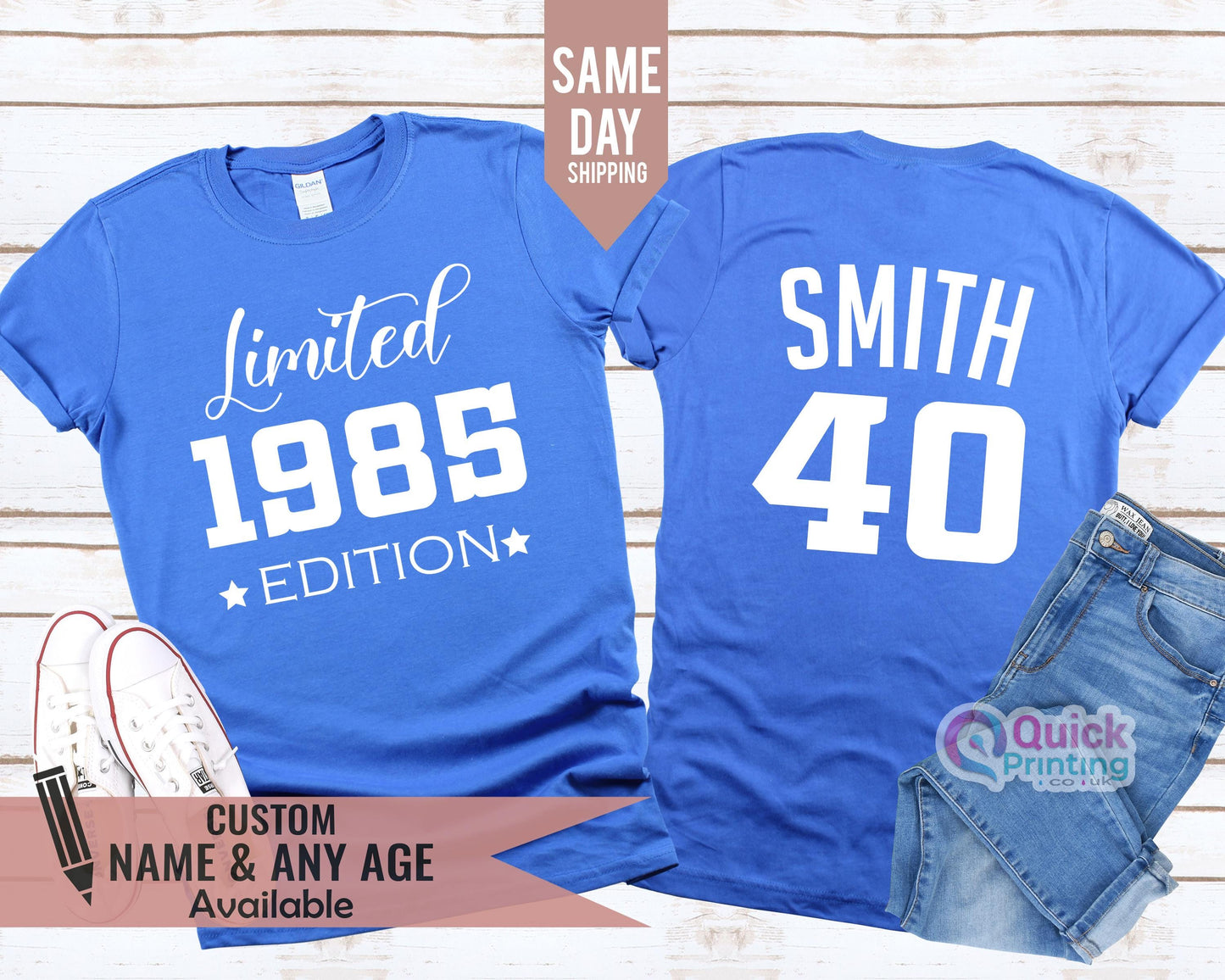 Personalized 40th Birthday T-Shirt: 1985 Vintage Limited Edition