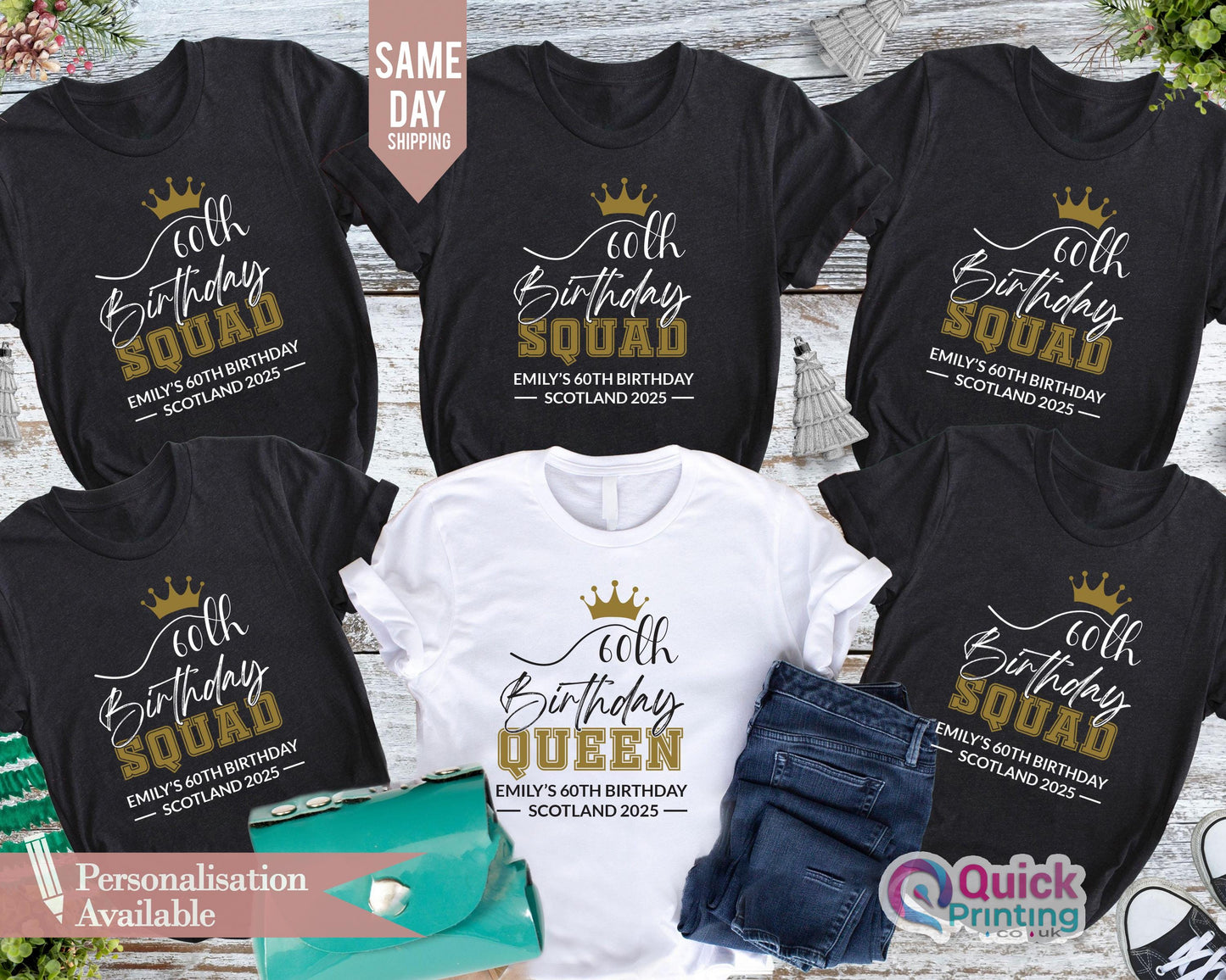 60th Birthday Squad Shirt: Personalized Birthday Crew T-Shirt