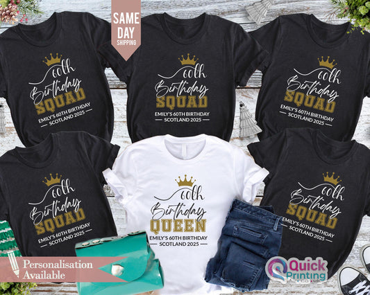 60th Birthday Squad Shirt: Personalized Birthday Crew T-Shirt