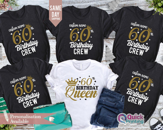 Personalized 60th Birthday Crew Shirt: Custom Party T-Shirt