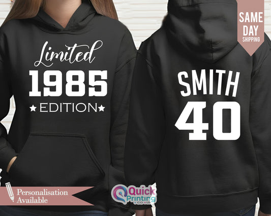 Personalised Name Age Birthday Hoodies UK, 40th 50th 60th Vintage Hoodies for Men Women, Custom Birthday Gifts for Dad Mum Friend