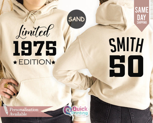 Personalized 1975 Edition Birthday Hoodie: Custom Name & Age