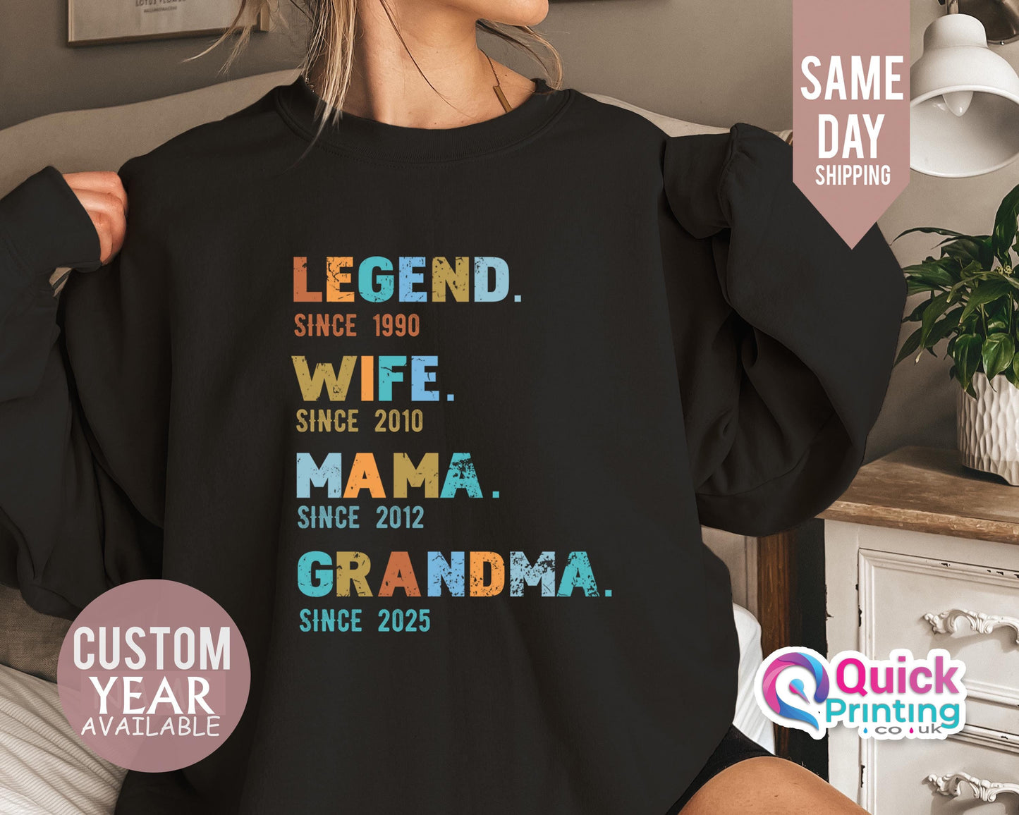 Legend Wife Mama Sweatshirt 2026, Customized Seater, Funny Mama Birthday Gift For Women, Personalized Gifts for Grandma, Ladies Sweatshirt
