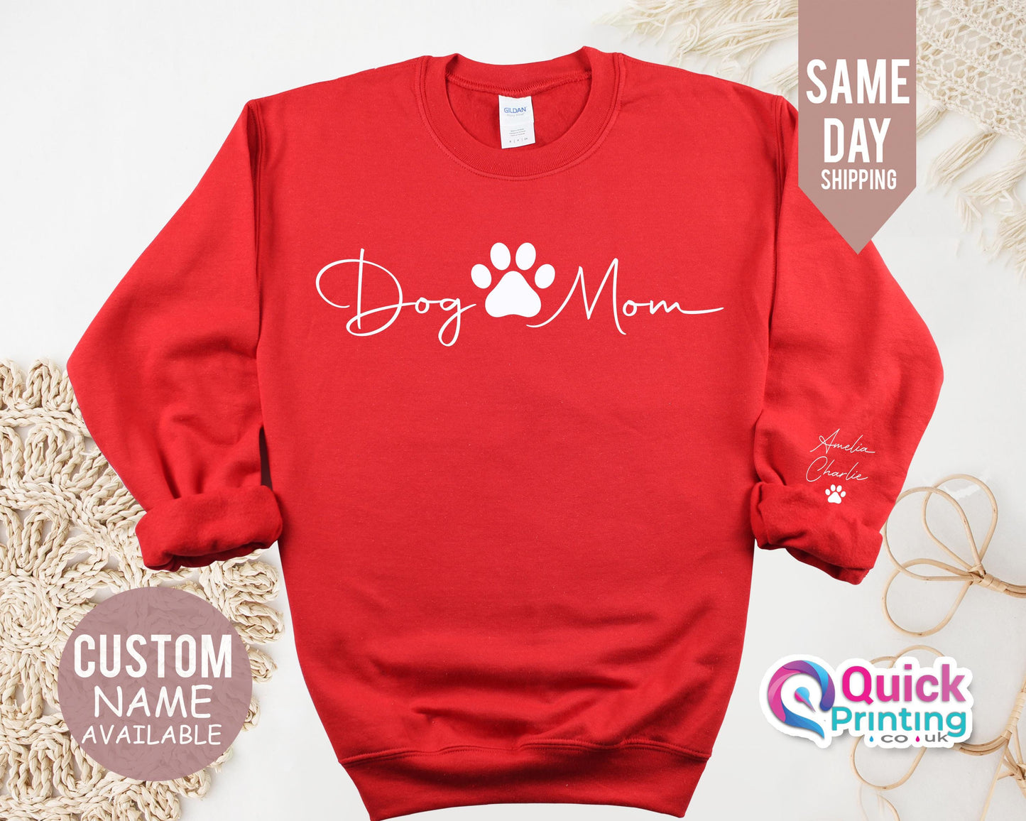 Personalized Dog Mom Sweatshirt: Custom Pet Name Jumper