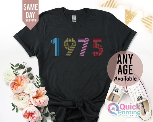 50th Birthday T-Shirt: 1975 Vintage Style, Gift for Mum