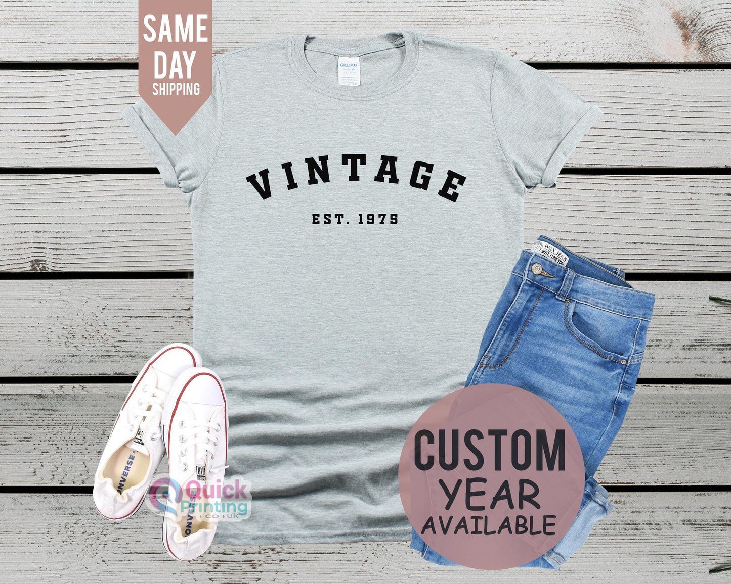 Vintage Est 1975, Vintage 1995 Birthday Tshirt UK, 50th birthday gift shirt, Birthday Gifts for him and her, 50th Birthday Present 2024