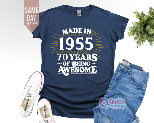 Made in 1955 70 Years Of Being T-shirt, Funny Birthday Tee, 70th Birthday T-shirt Shirt Tee, Birthday Gift for men, 50th Birthday Party 2024