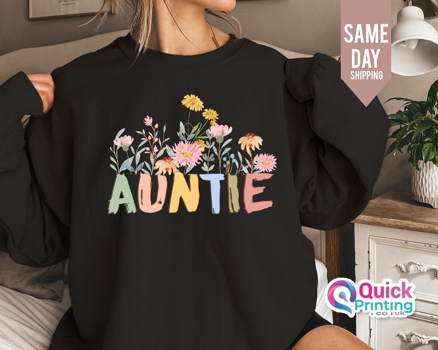 Auntie Floral Sweatshirt: Personalized Aunt Gift