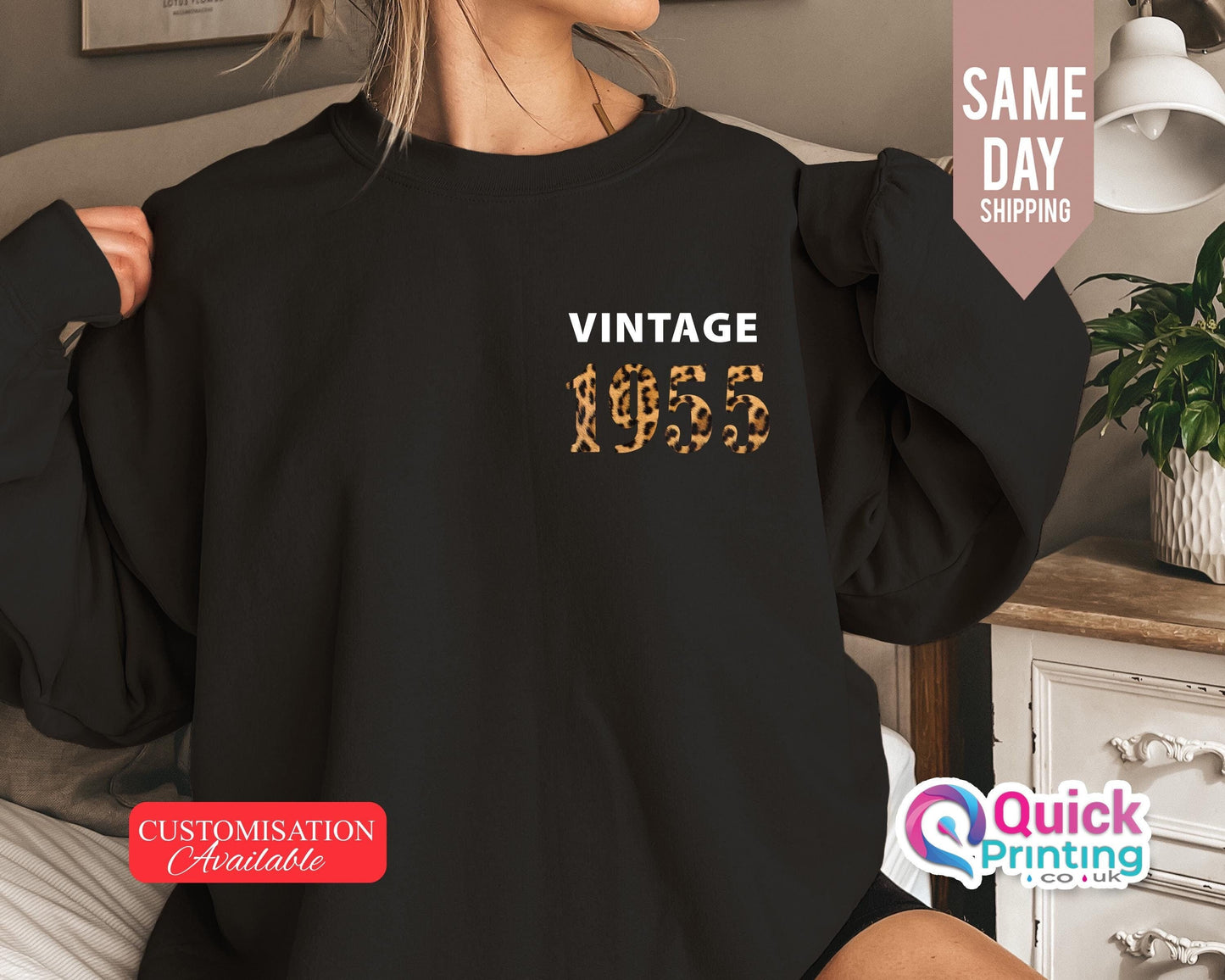 1955 Vintage Sweatshirt: Custom Birthday Year Jumper