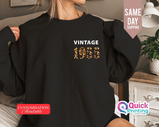 1955 Vintage Sweatshirt: Custom Birthday Year Jumper
