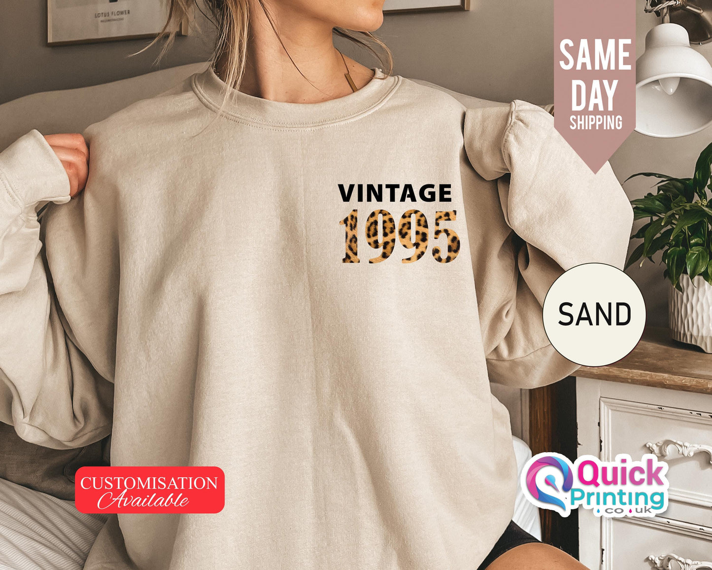 Vintage 1995 Sweatshirt: Custom Birthday Year Jumper