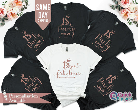 18th and Fabulous Shirt, 18 party crew shirt, 18th Birthday Shirt for Girl, 18th Birthday Party Shirt 2026, 18th Birthday gifts for Friend