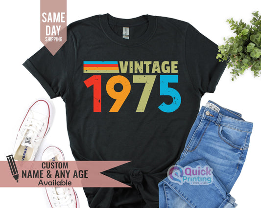 Vintage 1975 50th Birthday T Shirt, 50th Birthday Gift For Men, Husband Birthday Tee, fiftieth gift ideas, Birthday Shirts,50th Birthday tee