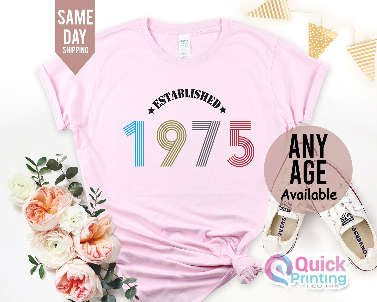 50th Birthday Gift for Women, Vintage 1975 Birthday Shirt, 50th Birthday Ladies Shirt Top, Mum Birthday Gift, Mothers day shirt, Wife Gifts