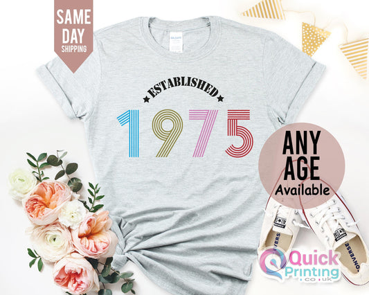 50th Birthday Gift for Women, Vintage 1975 Birthday Shirt, 50th Birthday Ladies Shirt Top, Mum Birthday Gift, Mothers day shirt, Wife Gifts