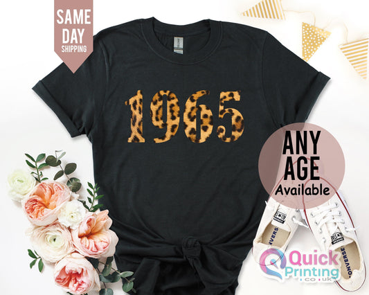 60th Birthday T-shirt: Leopard Print 1965 Vintage Gift