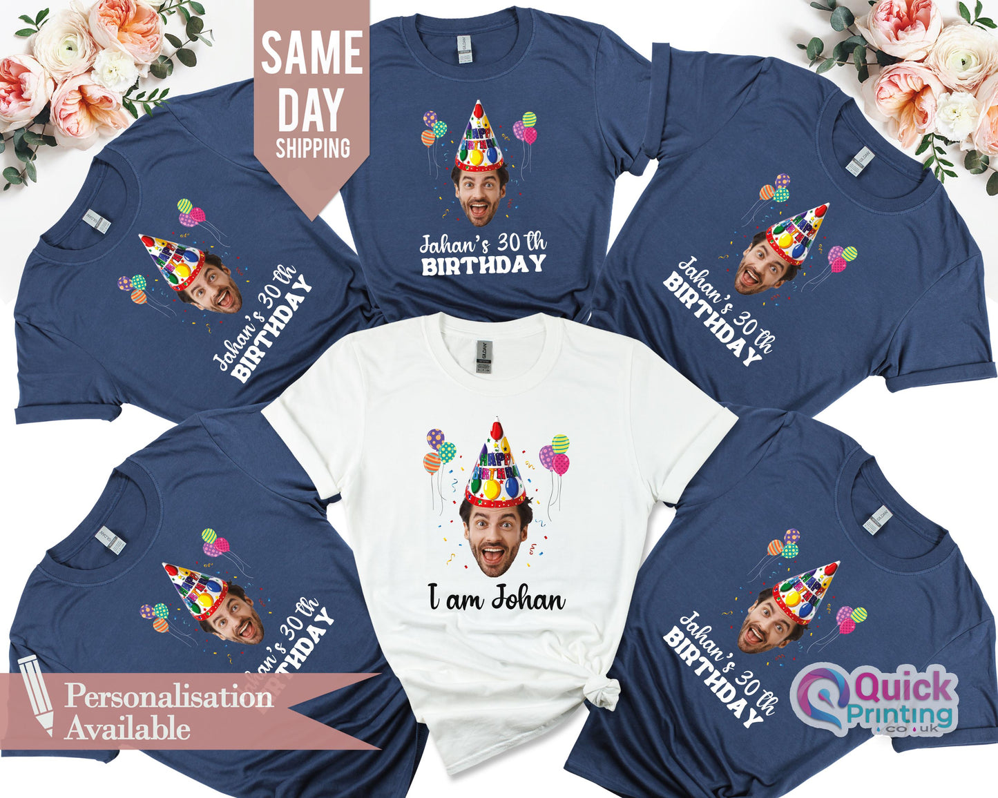 Personalized Birthday Photo Shirt: Custom Face Party Tee