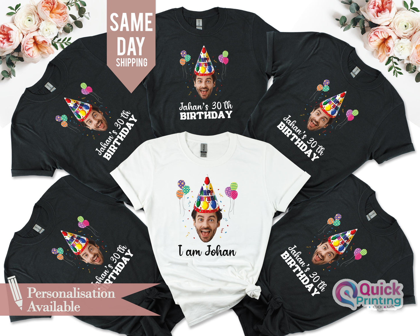 Personalized Birthday Photo Shirt: Custom Face Party Tee