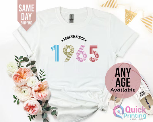60th Birthday Gifts for Women, Legend 1965 T Shirt, Vintage 1965 Birthday Shirt, 60th Birthday Tshirt, Custom Birthday Gifts for Mum