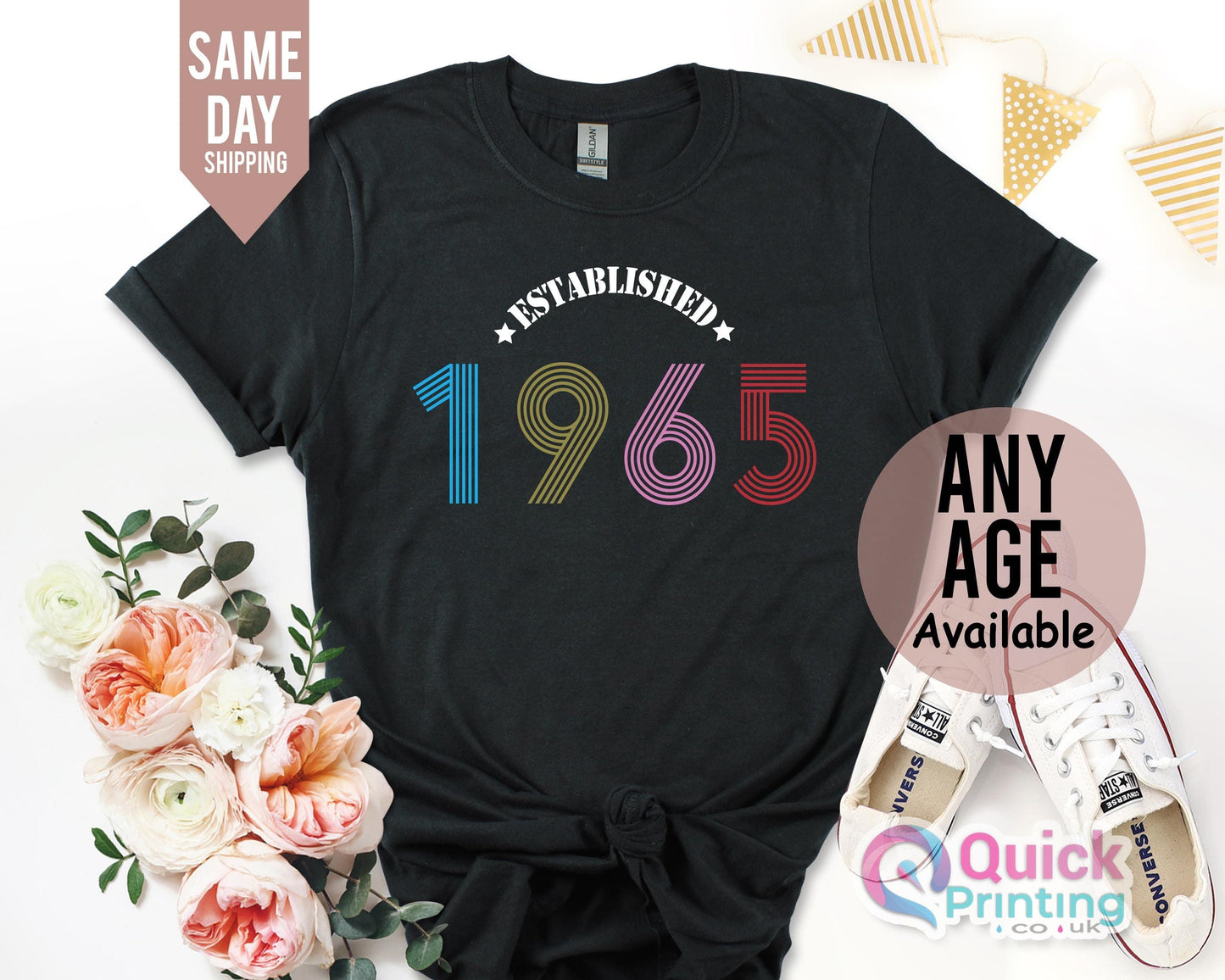 60th Estimated Birthday Tshirt, Vintage 1965 Birthday Shirt, 60th Birthday Est Tshirt Top, Birthday Gift for Mum Grandpa, Happy Birthday tee