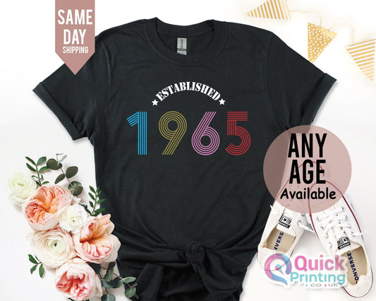 60th Estimated Birthday Tshirt, Vintage 1965 Birthday Shirt, 60th Birthday Est Tshirt Top, Birthday Gift for Mum Grandpa, Happy Birthday tee