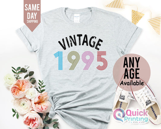 30th birthday shirts for her and friends, Vintage 1995 Birthday Shirt, Birthday Gifts for Girl, 30th birthday shirt, Personalised t-shirts