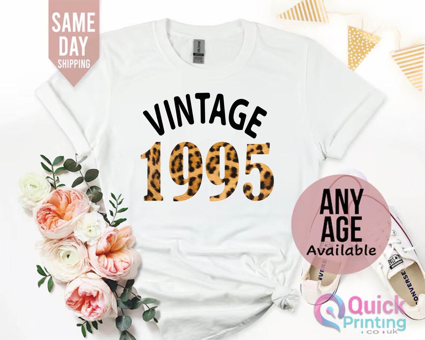 Vintage 1995 Birthday Shirt: Leopard Print 30th Birthday Gift