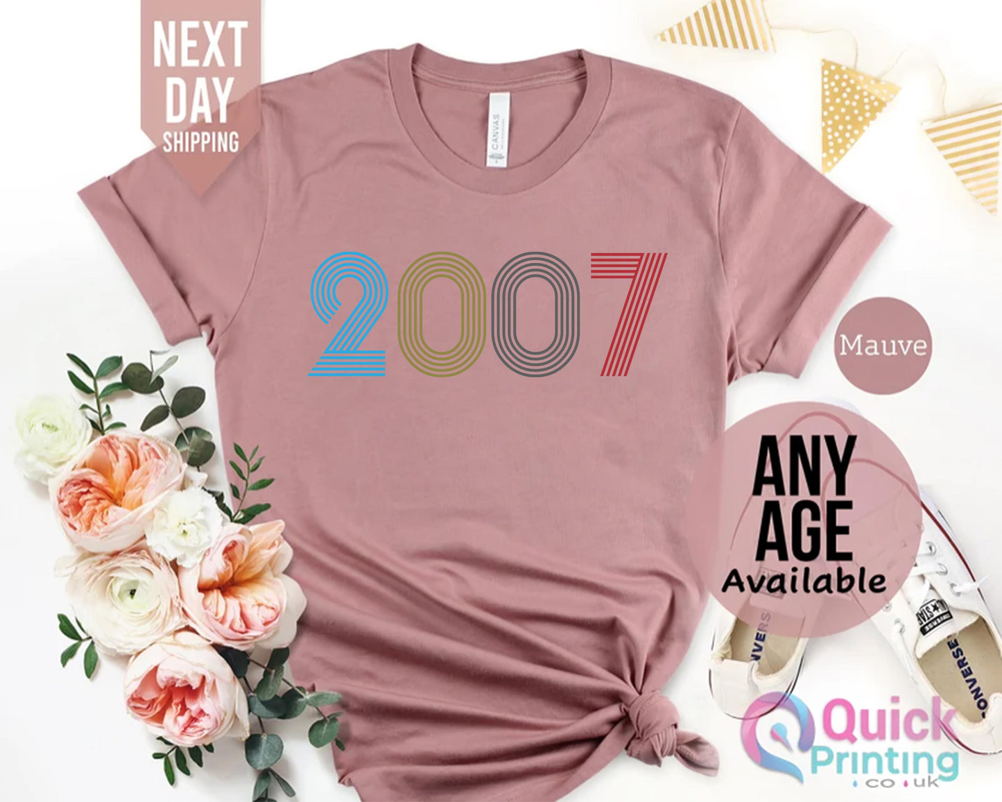 2007 Birthday Year TShirt UK, 18th Birthday Party Tshirts for Ladies Girls, 18th Birthday Gift for Friend, teenage girl shirt gift Daughter