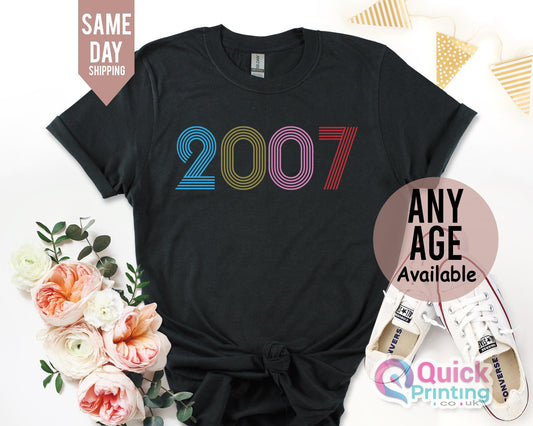 2007 Birthday Year TShirt UK, 18th Birthday Party Tshirts for Ladies Girls, 18th Birthday Gift for Friend, teenage girl shirt gift Daughter