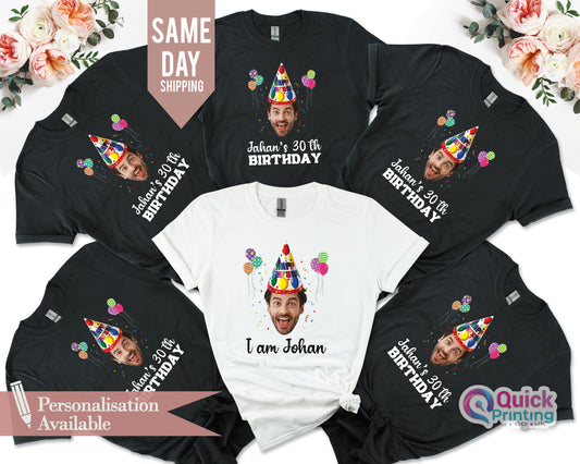 Custom Face 30th Birthday Shirt: Matching Party Group Tee