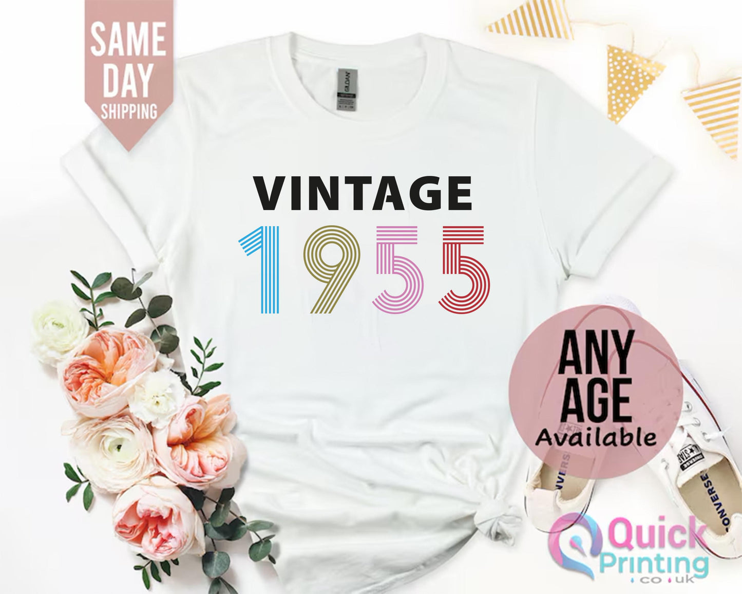 Vintage 1955 70th Birthday T-Shirt: Gift for Mum
