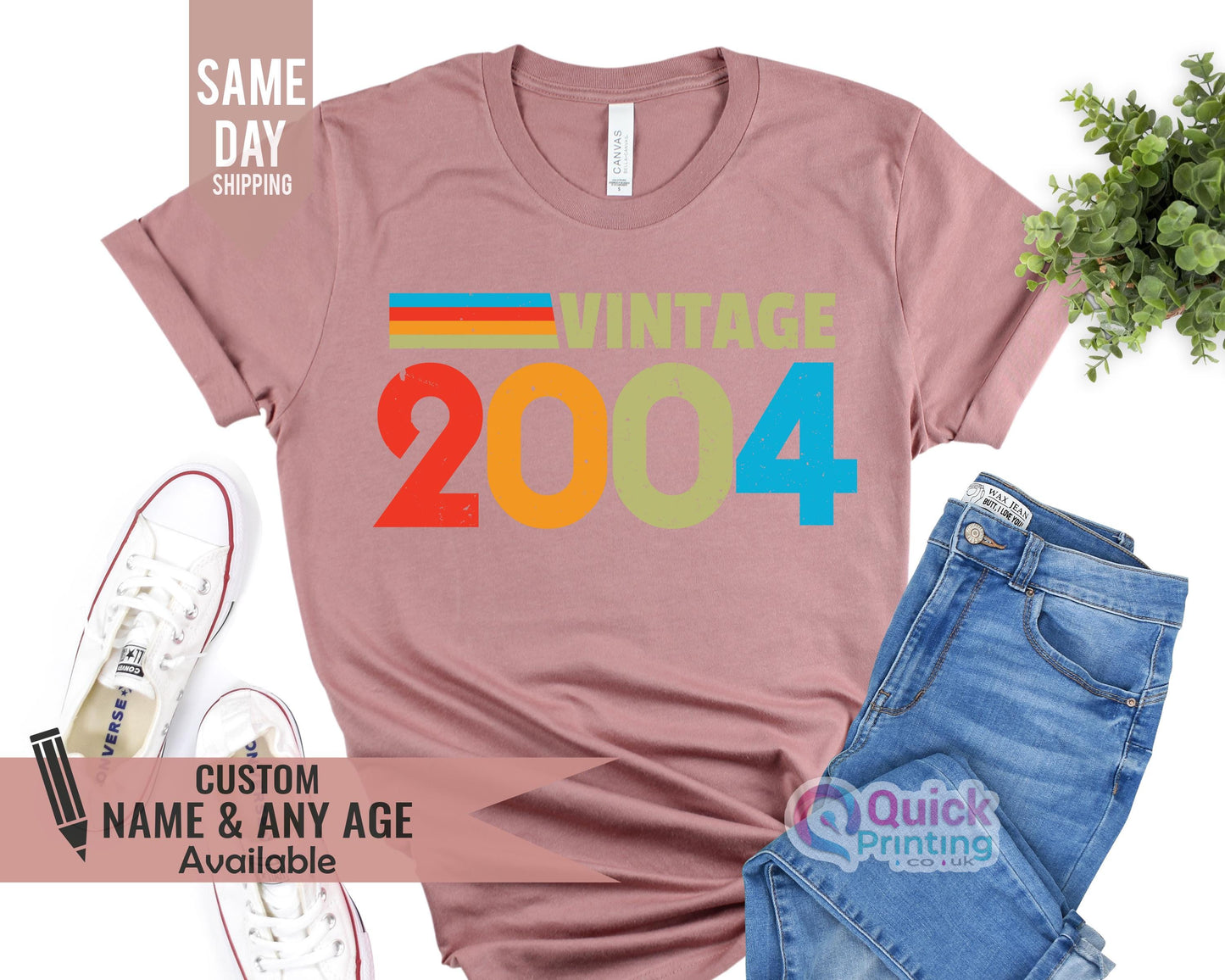 Vintage 2004 Birthday T-Shirt: Custom Name & Age
