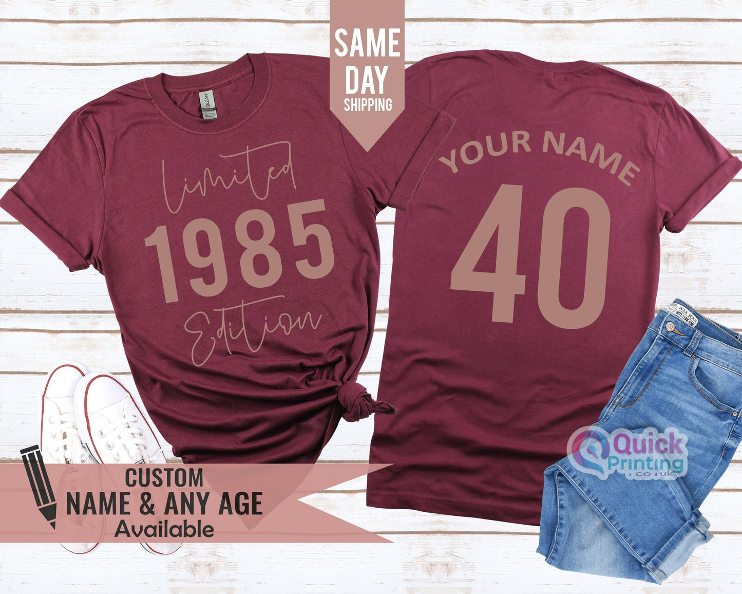 1985 Limited Edition 40th Birthday Shirt: Custom Name & Age