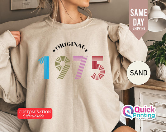 Vintage 1975 Sweatshirt: Birthday Year Jumper