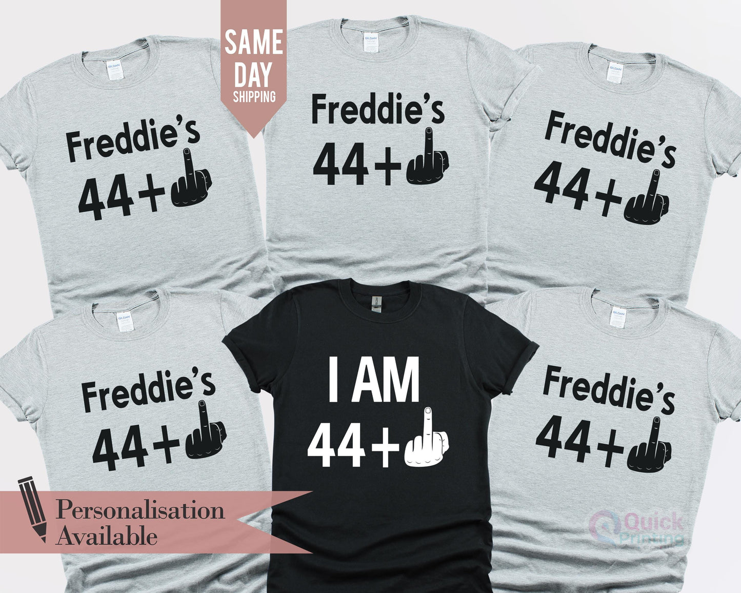 Personalized 45th Birthday T-Shirt: Funny Middle Finger Tee