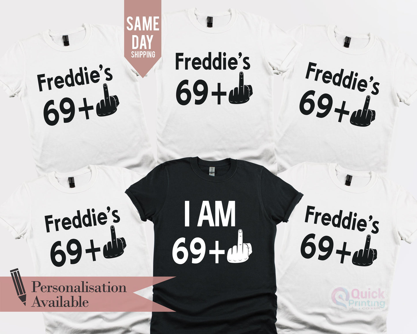 Personalized 70th Birthday T-Shirt: Funny Middle Finger Tee