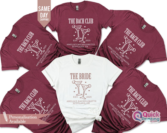 Personalized Bachelorette Party T-Shirts: The Bach Club, Hen Party Shirts
