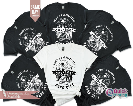 Custom Bachelorette Party Shirts: Camp Bach, Bridesmaid 2025