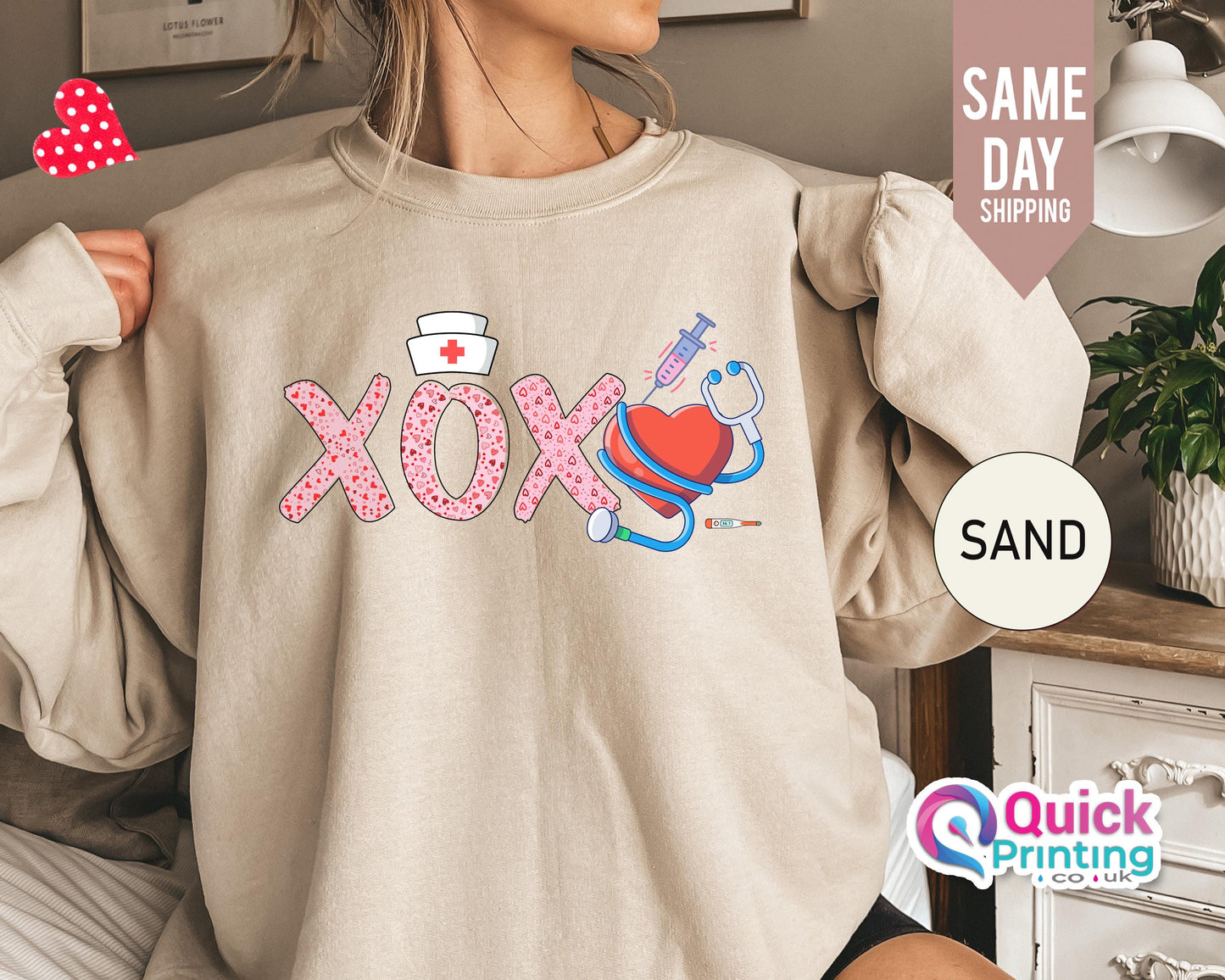 XOXO Nurse Sweatshirt, Cute Nurse Valentines Day Sweatshirt, Valentines Day Sweatshirt, Sweatshirt For Nurse, Valentines Day Gift for Nurse