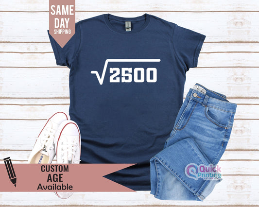 50th Birthday T-Shirt: Vintage 1975, Square Root of 2500
