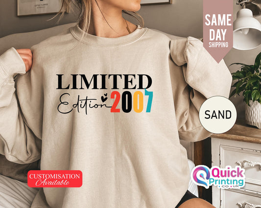 Limited Edition 2007 Sweatshirt: Birthday Year Jumper