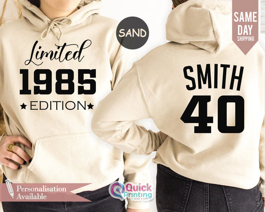 Personalized 40th Birthday Hoodie: Limited Edition 1985