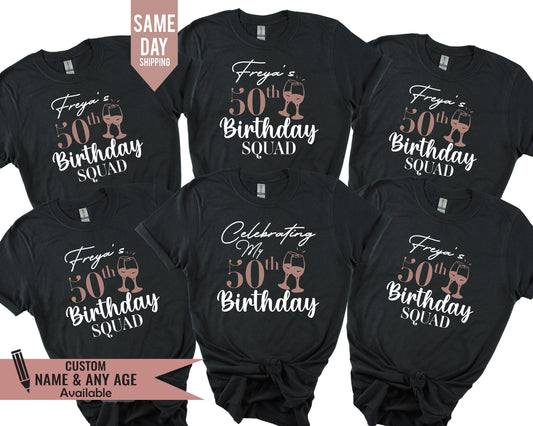 Personalized 50th Birthday Squad T-Shirt: Custom Name & Age