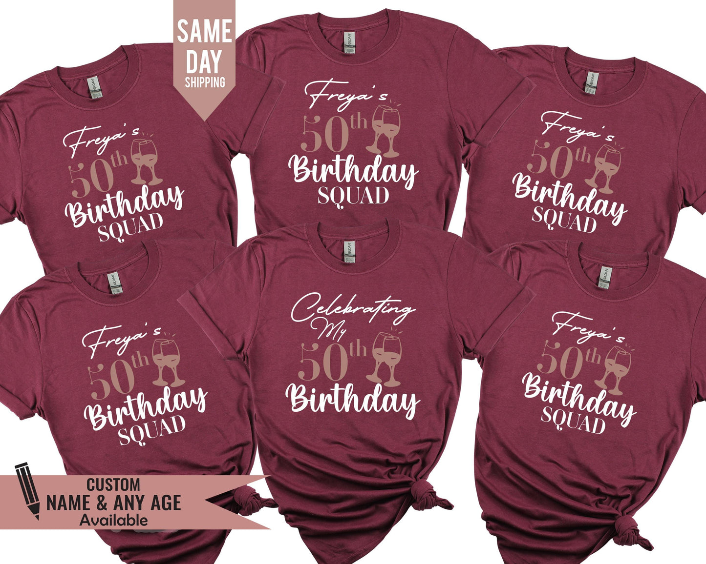Personalized 50th Birthday Squad T-Shirt: Custom Name & Age