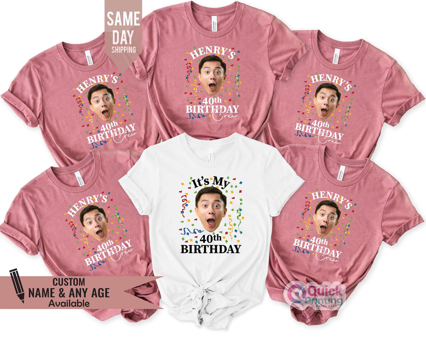 Custom Birthday Photo Shirt: Funny Matching Group Tee