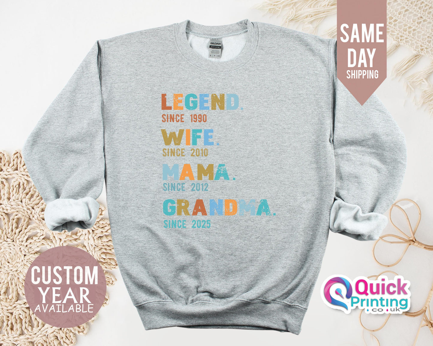 Legend Wife Mama Sweatshirt 2026, Customized Seater, Funny Mama Birthday Gift For Women, Personalized Gifts for Grandma, Ladies Sweatshirt