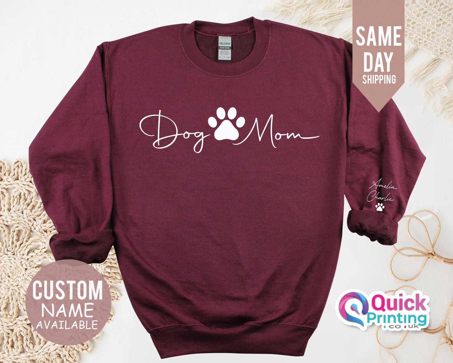 Personalized Dog Mom Sweatshirt: Custom Pet Name Jumper