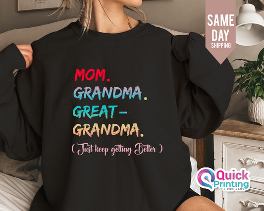 Grandma Great-Grandma Sweatshirt: Family Pregnancy Announcement Gift