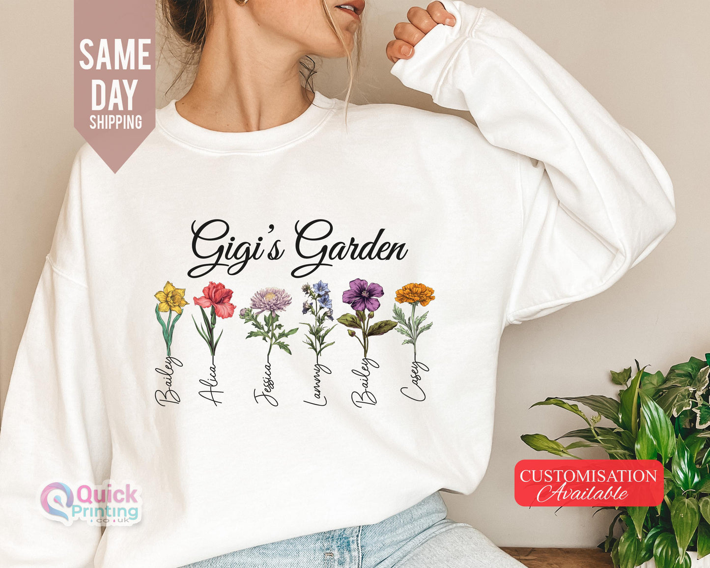Gigi's Garden Sweatshirt, Gigi Sweatshirt With Names, Custom Birth flower Sweatshirt, Gigi's Garden T-shirt, Gift for Grandma, Mom's Garden