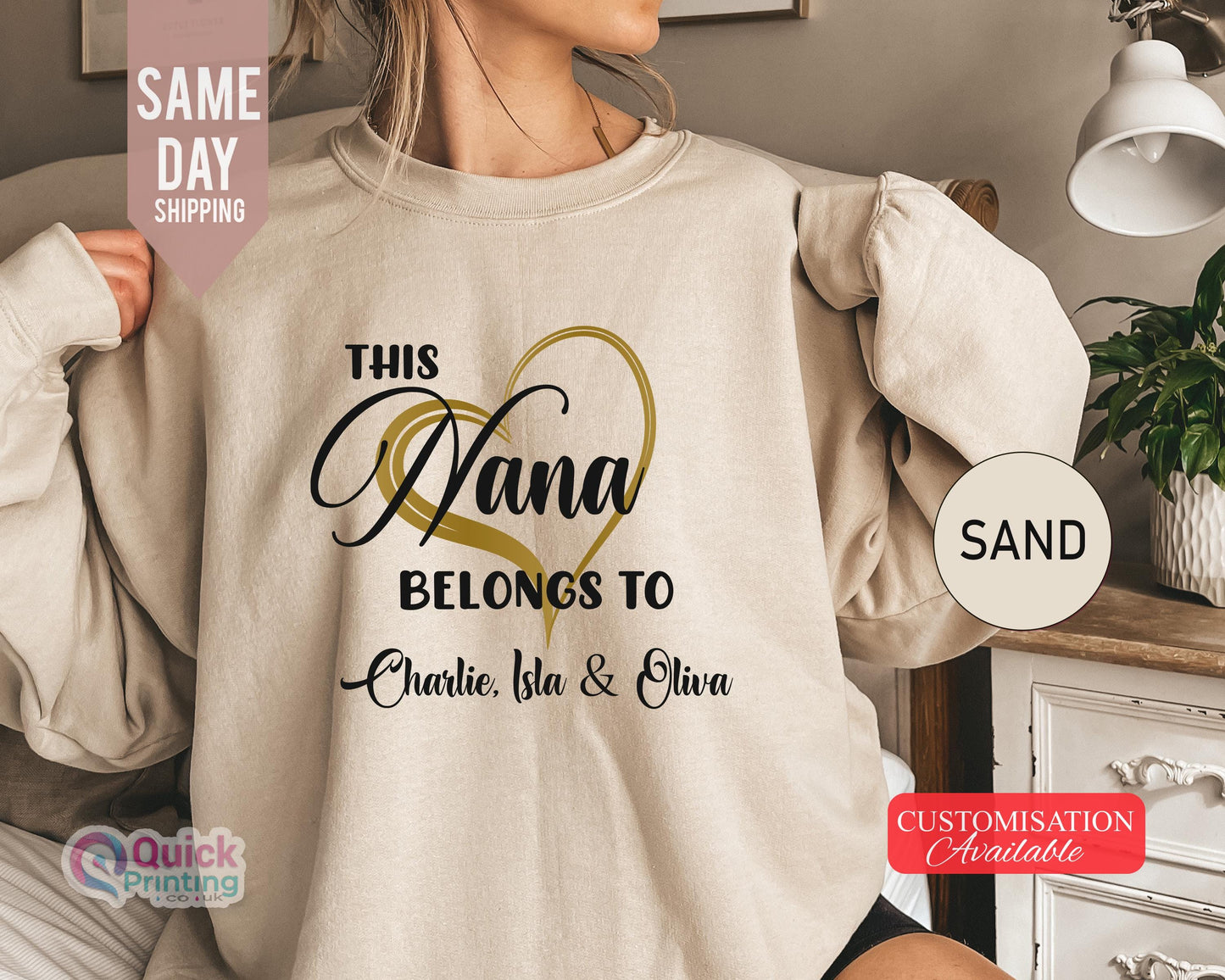 Personalized Nana Sweatshirt: Custom Heart Names Jumper